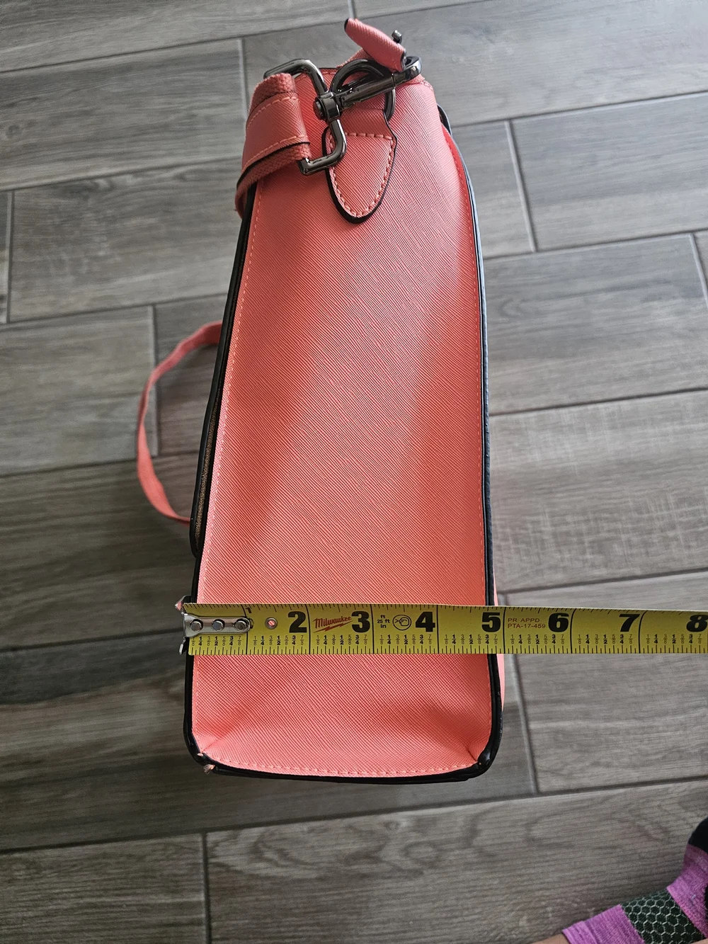 Embossed Laptop Messenger Bag in Coral Pink